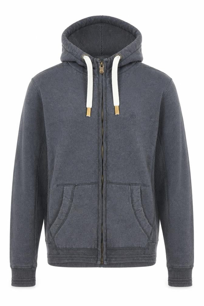 Front view of FatFace men’s grey small full zip hoodie jacket
