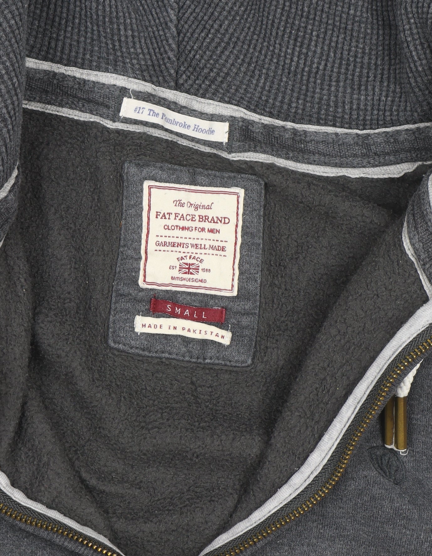 Fat Face Mens Grey Small Full Zip Hoodie Jacket