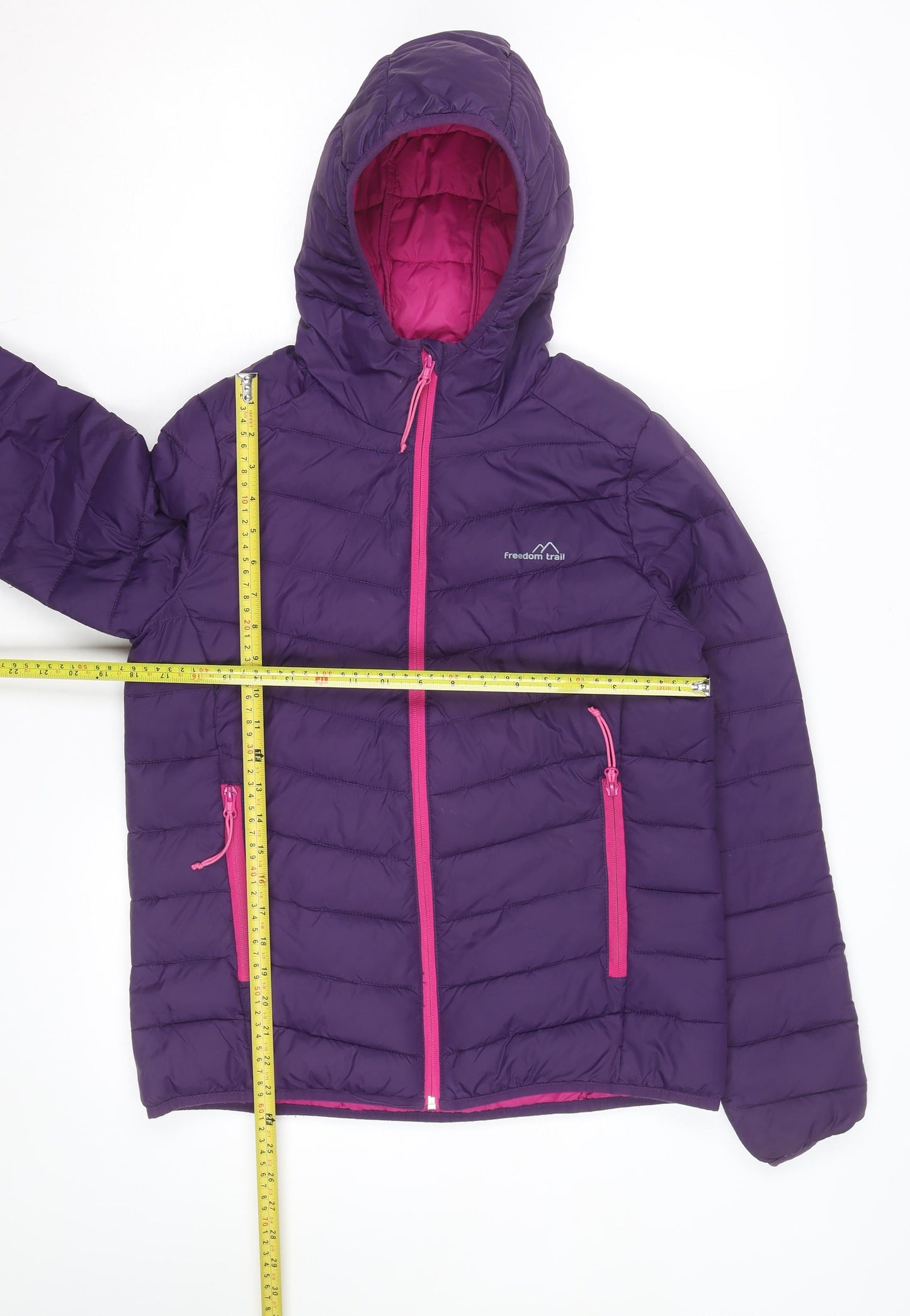 Freedom Trail Womens Purple Hooded Puffer Jacket Size 10