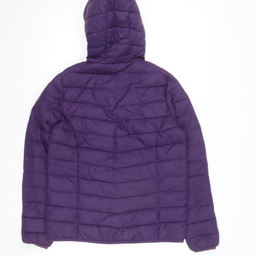 Freedom Trail Womens Purple Hooded Puffer Jacket Size 10
