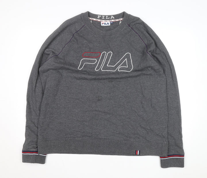 Fila Men Grey 2XL Pullover Logo Sweatshirt Crew Neck Casual