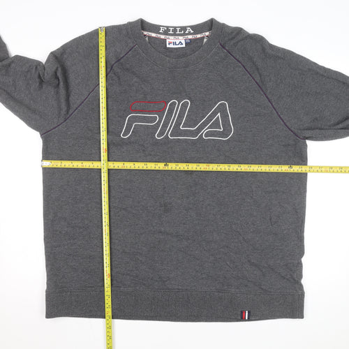 Fila Men Grey 2XL Pullover Logo Sweatshirt Crew Neck Casual