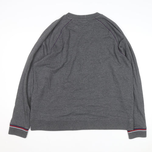 Fila Men Grey 2XL Pullover Logo Sweatshirt Crew Neck Casual
