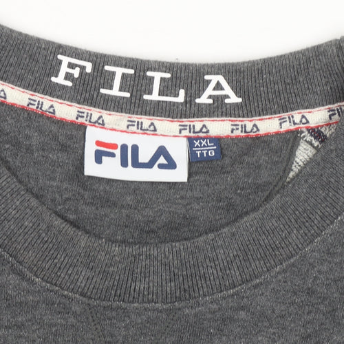 Fila Men Grey 2XL Pullover Logo Sweatshirt Crew Neck Casual