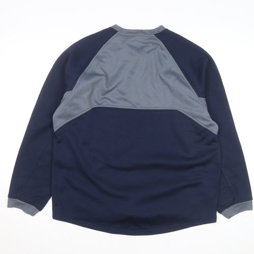 Adidas Mens Blue L Pullover Fleece Sweatshirt Embroidered Logo