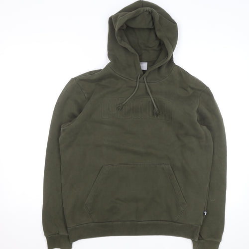 Puma Men's Green Medium Pullover Hoodie Fleece Sweatshirt