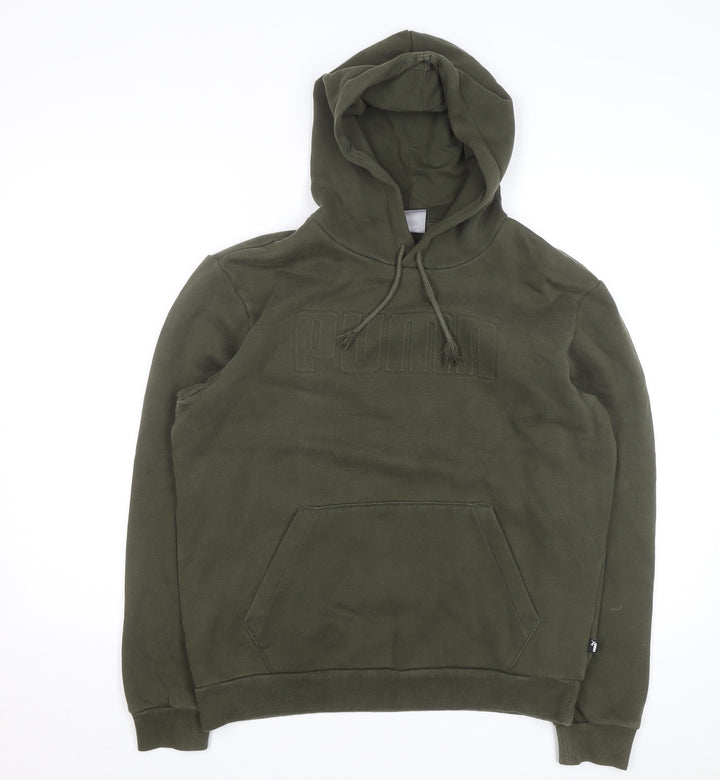 Puma Men's Green Medium Pullover Hoodie Fleece Sweatshirt