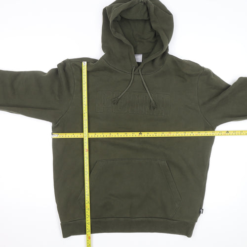Puma Men's Green Medium Pullover Hoodie Fleece Sweatshirt