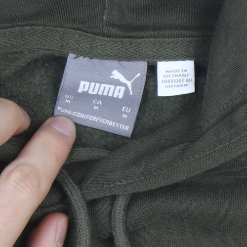 Puma Men's Green Medium Pullover Hoodie Fleece Sweatshirt