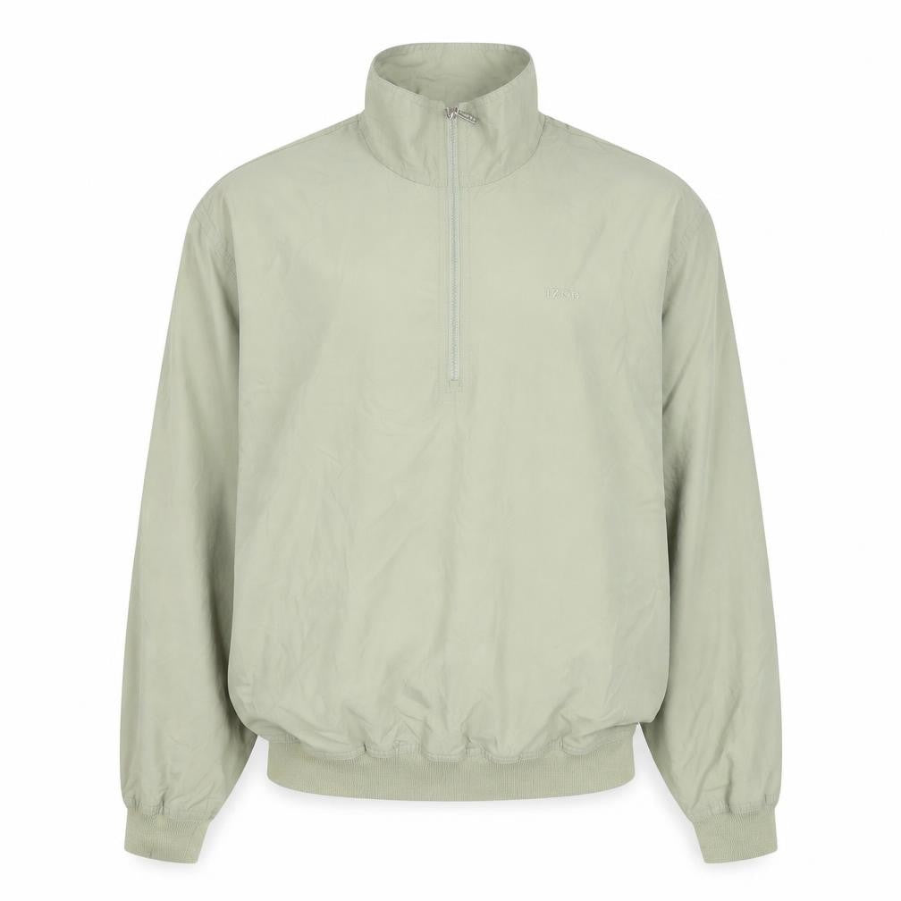 Front view of IZOD Men's Green 1/4 Zip Lightweight Polyester Jacket, size M