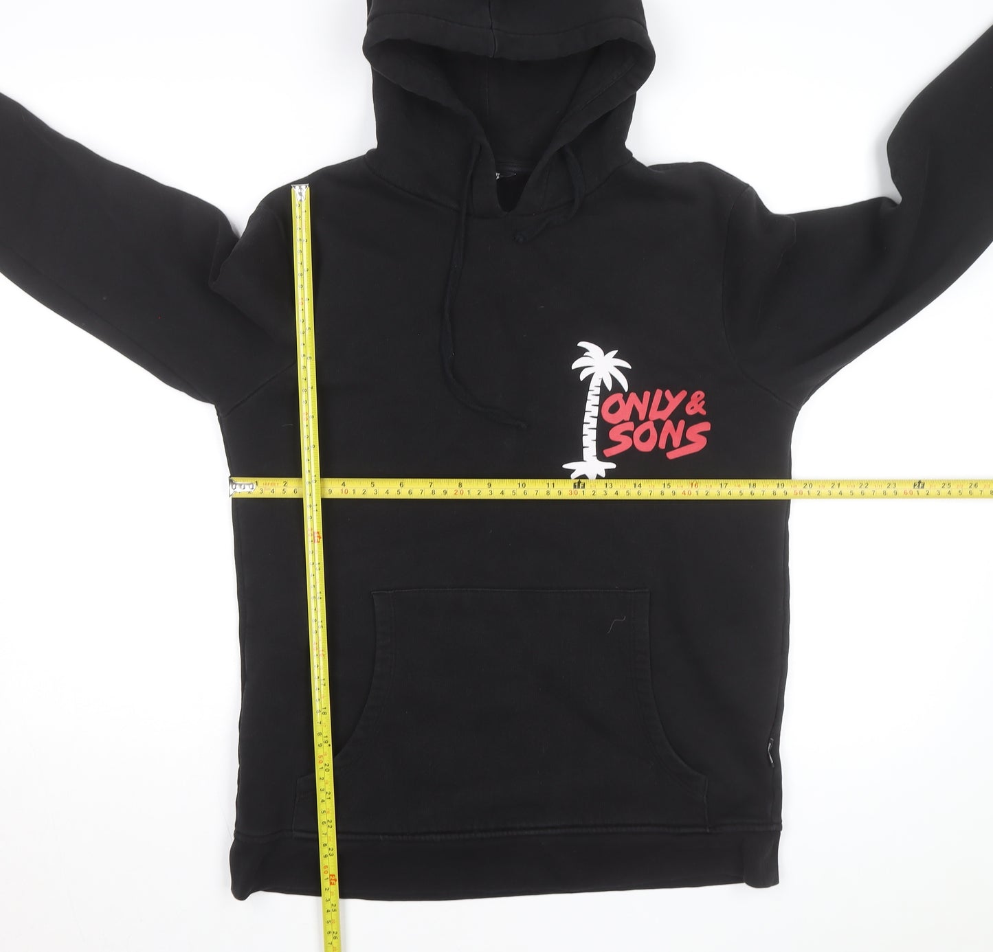 ONLY & SONS Men’s Black Pullover Hoodie Small Graphic Print Fleece