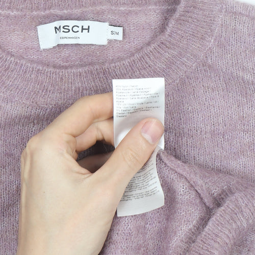 MSCH Copenhagen Pink Alpaca Wool Blend Crew Neck Jumper S