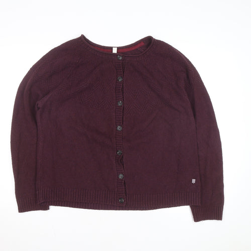 Weird Fish Women's Purple Size 18 Cotton Blend Button Cardigan