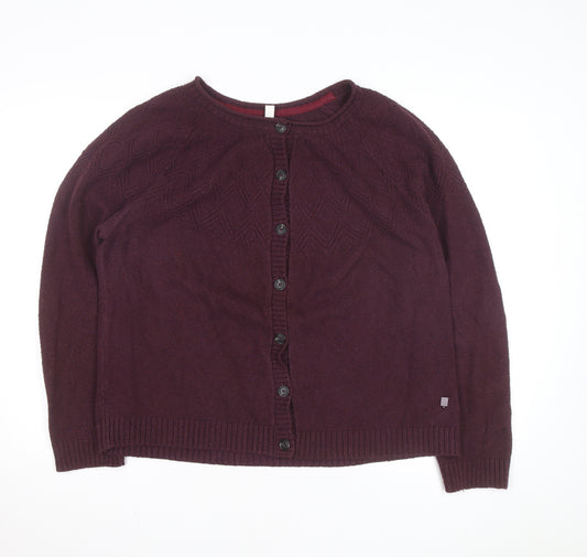 Weird Fish Women's Purple Size 18 Cotton Blend Button Cardigan