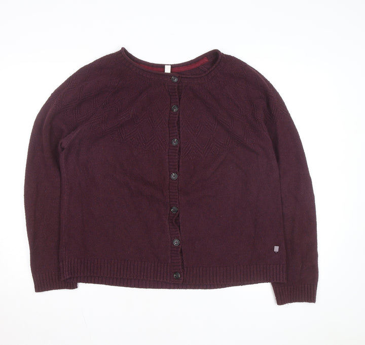 Weird Fish Women's Purple Size 18 Cotton Blend Button Cardigan