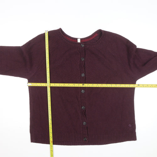 Weird Fish Women's Purple Size 18 Cotton Blend Button Cardigan