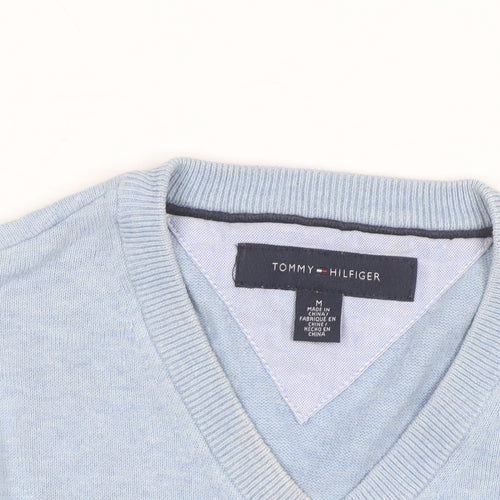 Tommy Hilfiger Men’s Blue Cotton V-Neck Pullover Jumper M