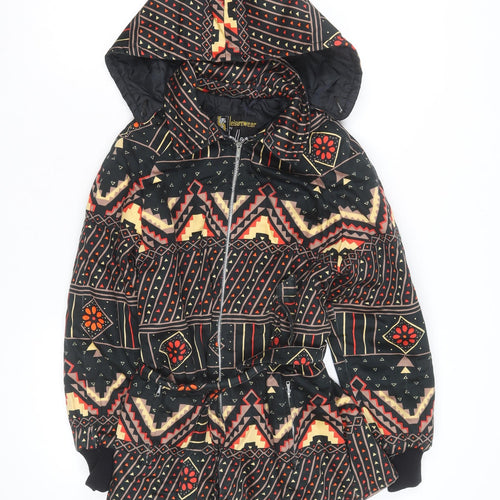 Heller Leisurewear Girls Black Geometric Hooded Puffer Jacket 14-15 Years