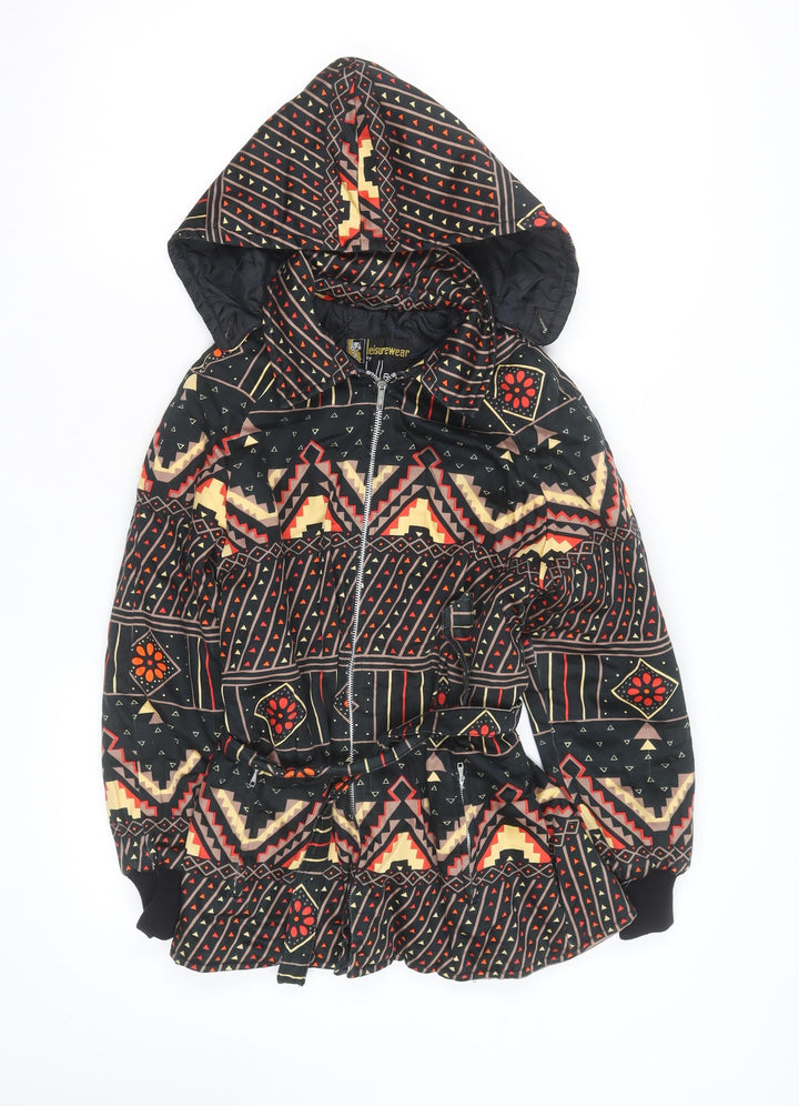 Heller Leisurewear Girls Black Geometric Hooded Puffer Jacket 14-15 Years