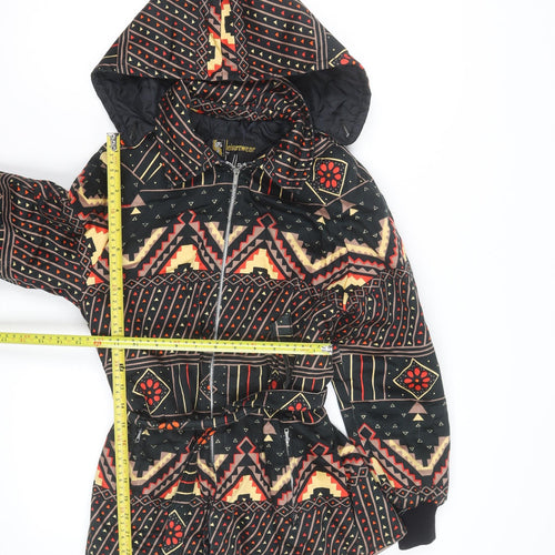 Heller Leisurewear Girls Black Geometric Hooded Puffer Jacket 14-15 Years