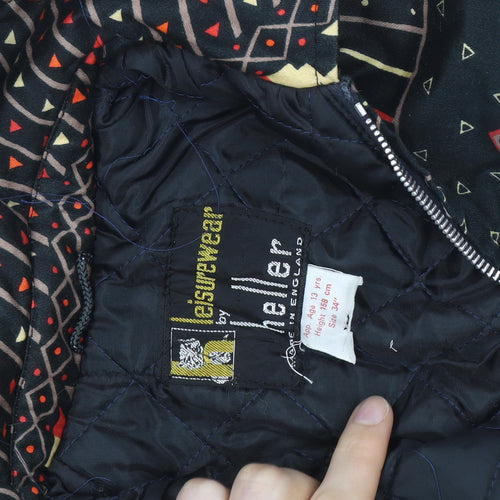 Heller Leisurewear Girls Black Geometric Hooded Puffer Jacket 14-15 Years