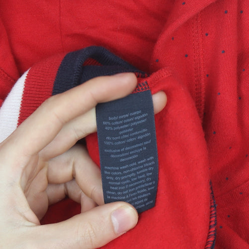 Tommy Hilfiger Girls Red Full Zip Hoodie L Logo Detail Cotton Blend