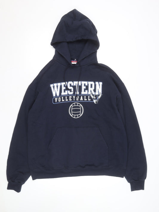 Champion Men's Blue XL Pullover Hoodie Western Volleyball Graphic