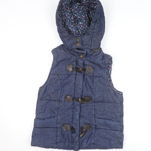 New Look Women's Blue Quilted Hooded Waistcoat Size M