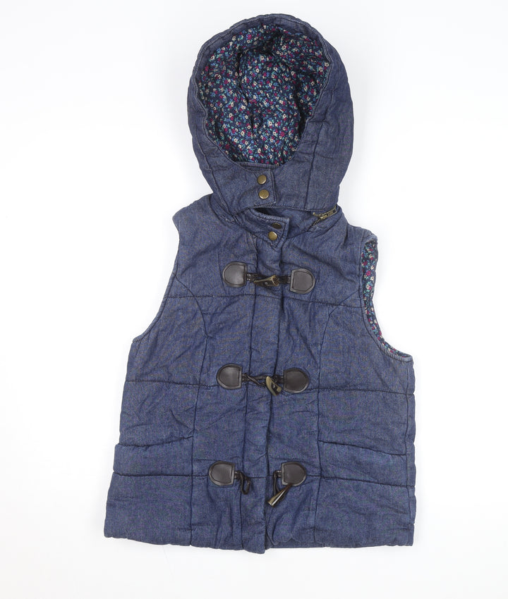 New Look Women's Blue Quilted Hooded Waistcoat Size M