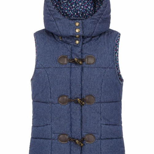 New Look Women's Blue Quilted Hooded Waistcoat Size M