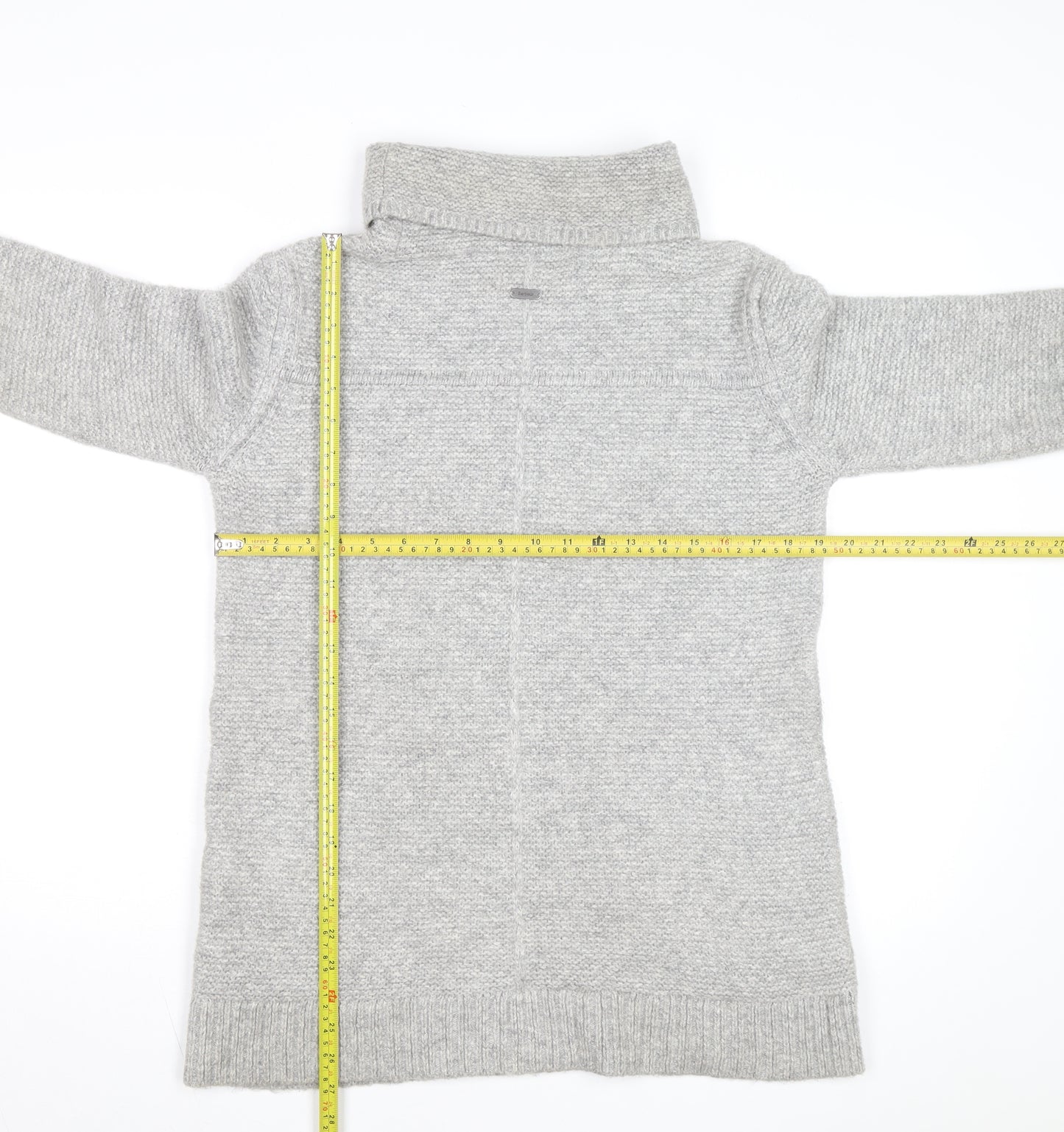 Barbour Women Grey Roll Neck Wool Knit Jumper Size 10