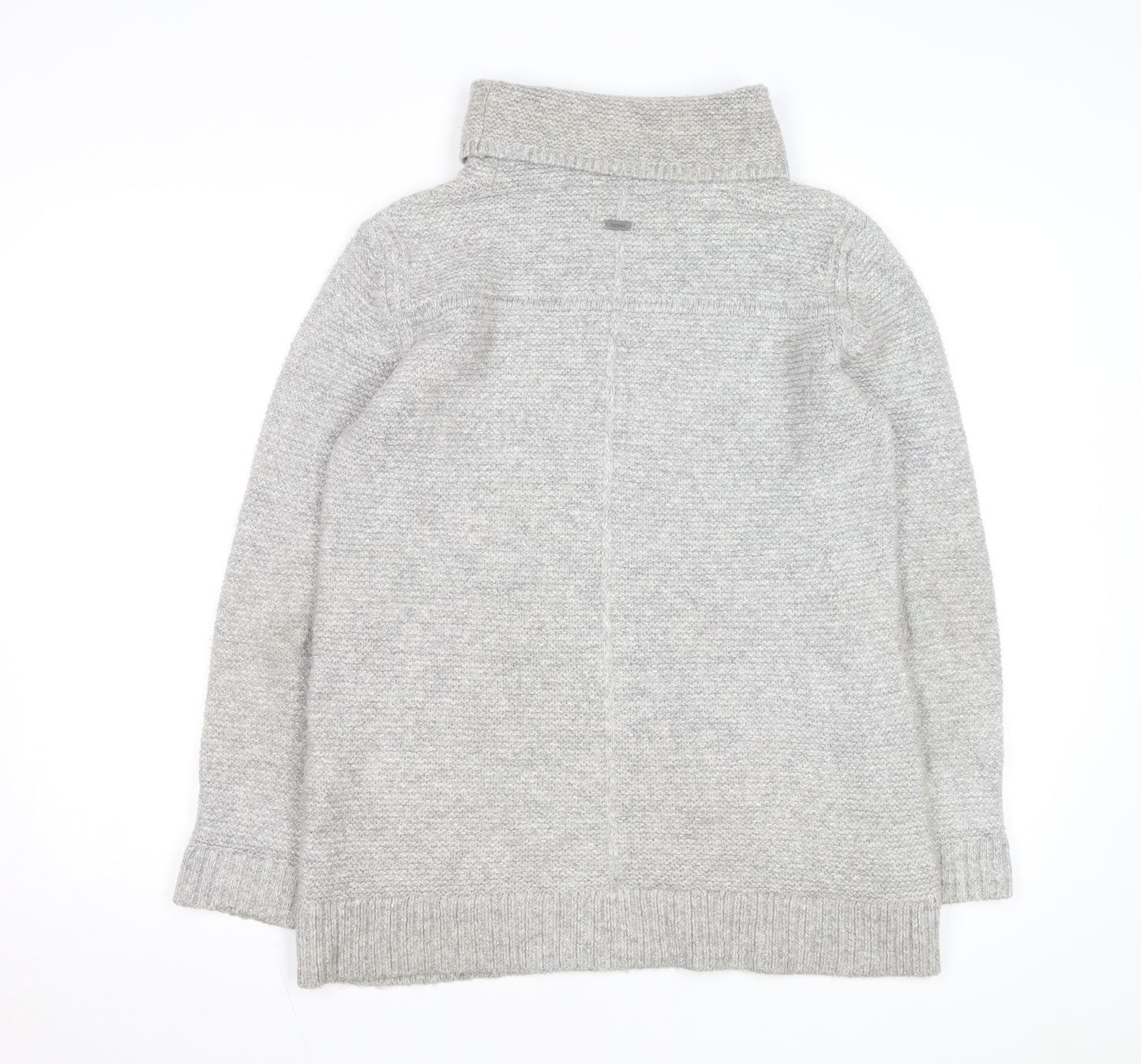 Barbour Women Grey Roll Neck Wool Knit Jumper Size 10