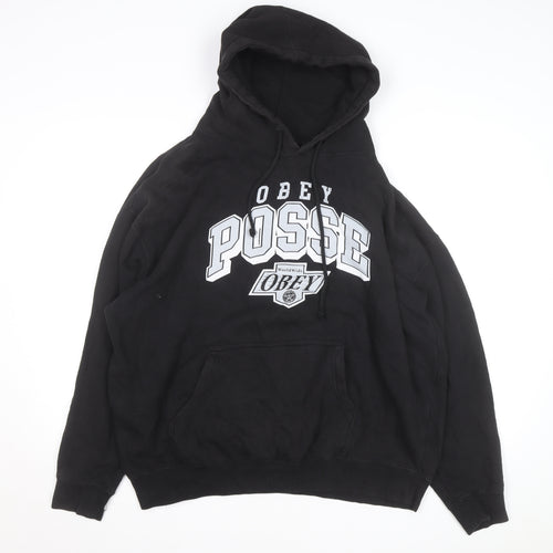 Obey Men Black Pullover Hoodie XL Streetwear Graphic Logo