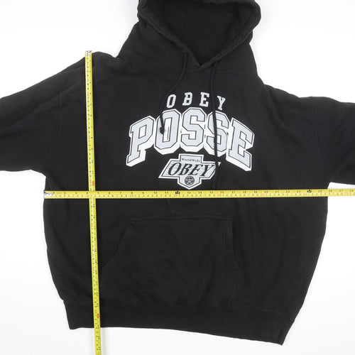 Obey Men Black Pullover Hoodie XL Streetwear Graphic Logo