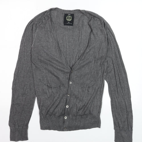 Next Men's Grey XS V-Neck Button Cardigan