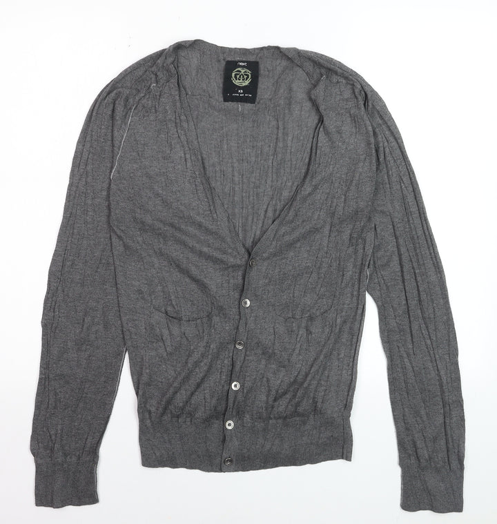 Next Men's Grey XS V-Neck Button Cardigan
