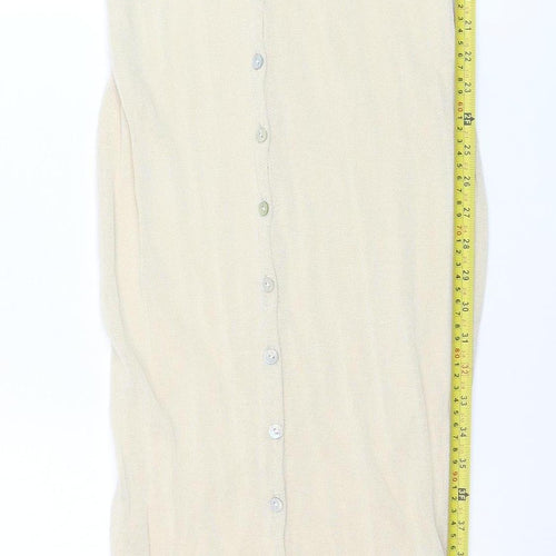 PrettyLittleThing Women Beige Long Sleeve Knit Button Dress Size S