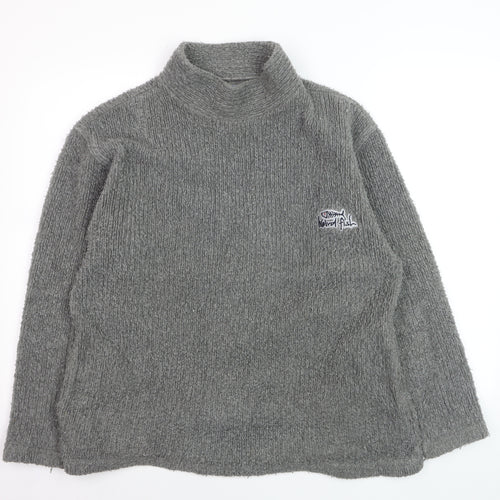 Weird Fish Men's Grey Roll Neck Wool Blend Jumper Size M
