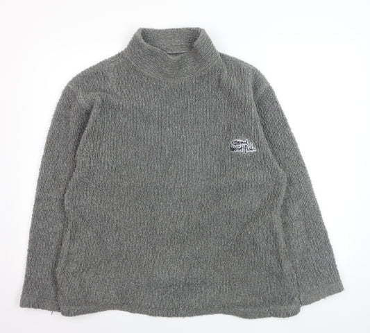 Weird Fish Men's Grey Roll Neck Wool Blend Jumper Size M