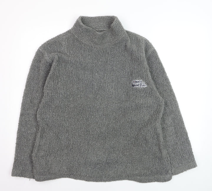 Weird Fish Men's Grey Roll Neck Wool Blend Jumper Size M