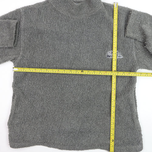 Weird Fish Men's Grey Roll Neck Wool Blend Jumper Size M