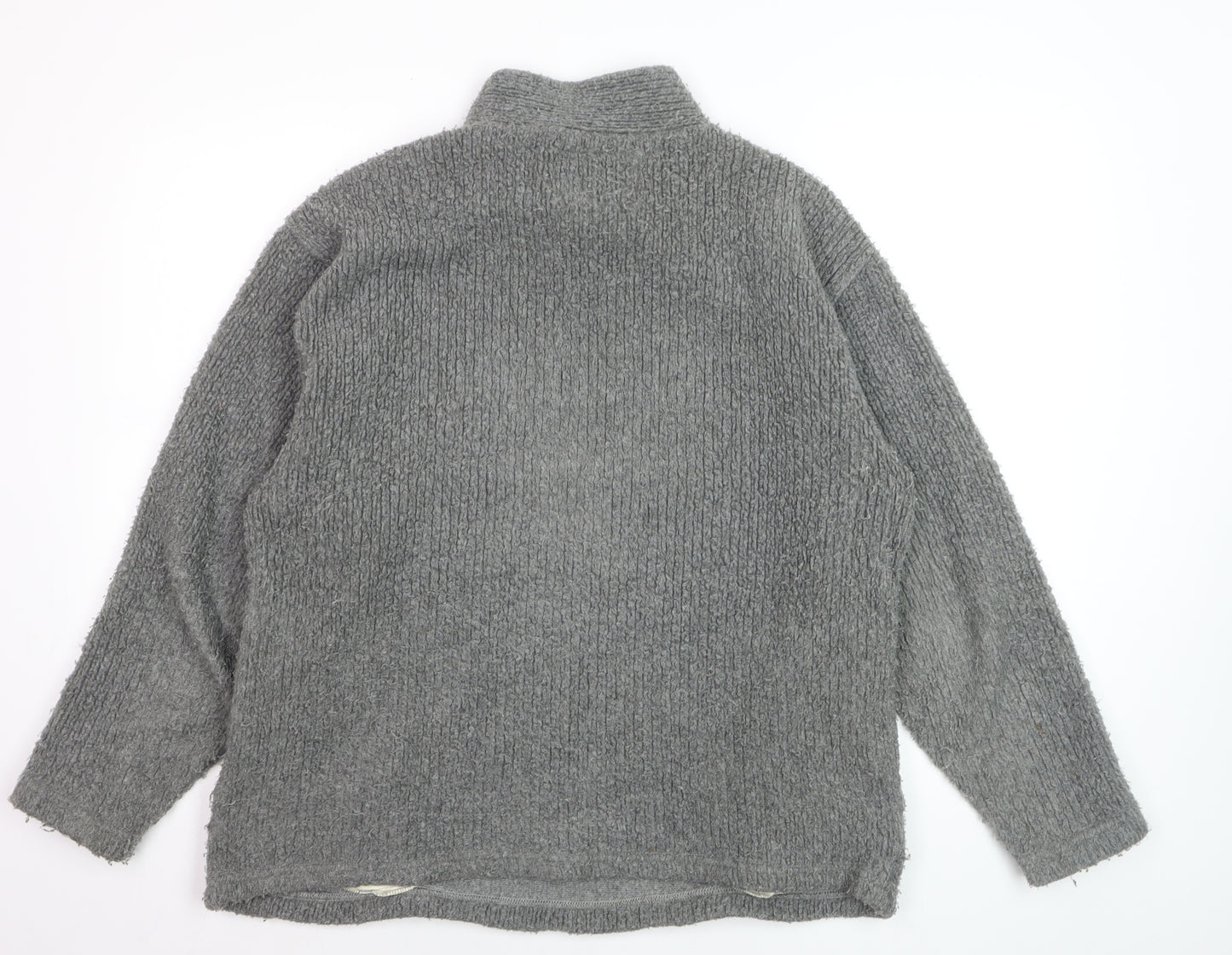 Weird Fish Men's Grey Roll Neck Wool Blend Jumper Size M
