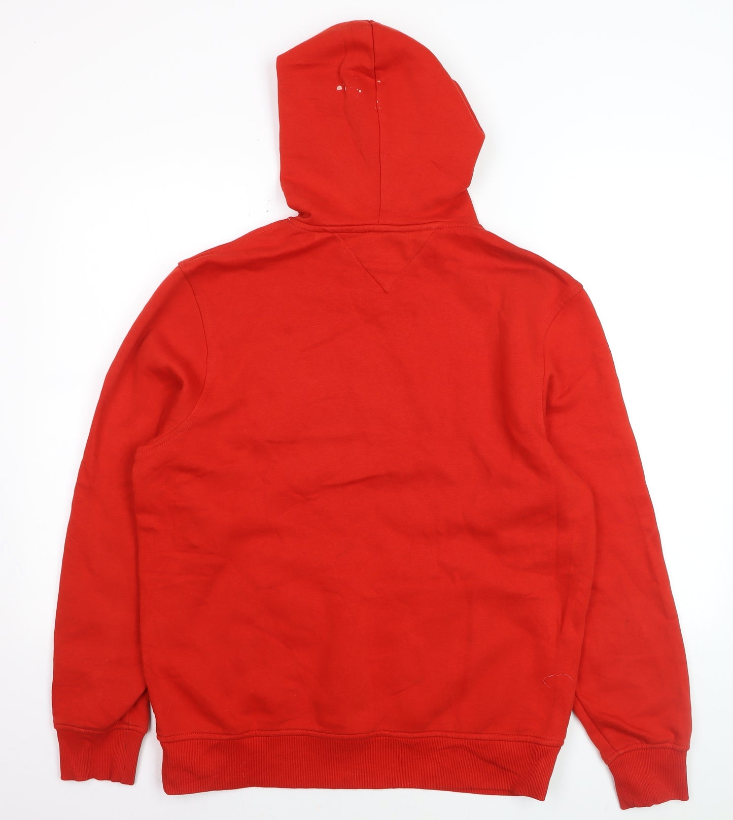 Tommy Jeans Men's Red Pullover Hoodie M Logo Graphic Cotton Blend