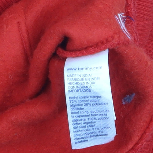 Tommy Jeans Men's Red Pullover Hoodie M Logo Graphic Cotton Blend