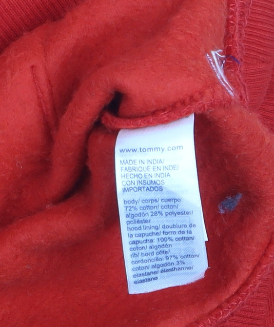 Tommy Jeans Men's Red Pullover Hoodie M Logo Graphic Cotton Blend