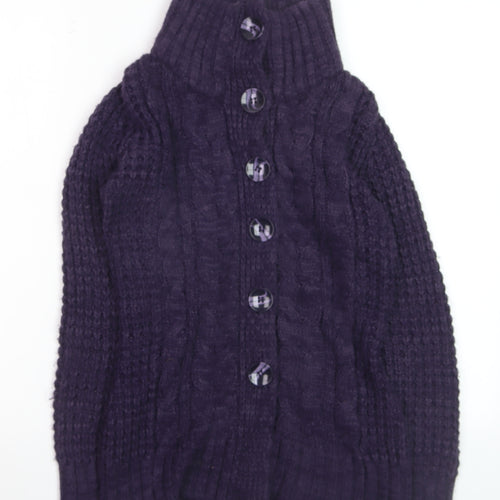 George Women Purple Cable-Knit Button Cardigan UK 8 Petite