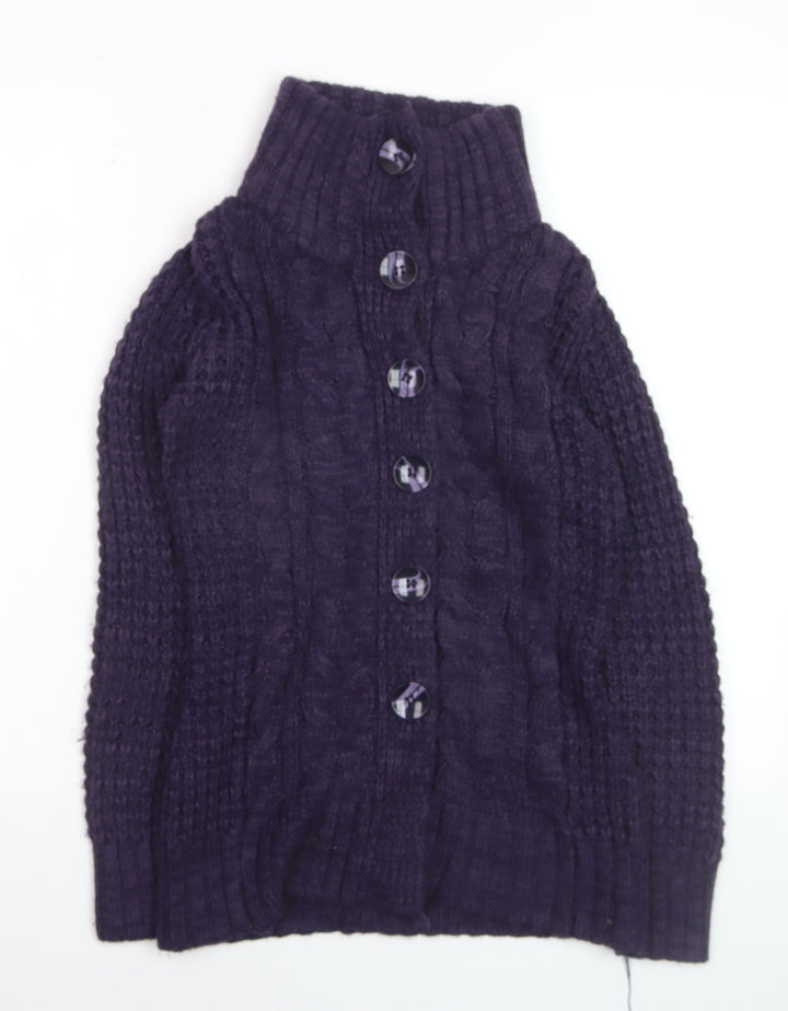 George Women Purple Cable-Knit Button Cardigan UK 8 Petite
