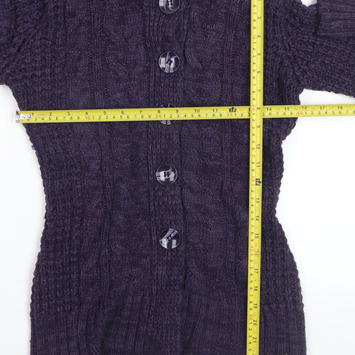 George Women Purple Cable-Knit Button Cardigan UK 8 Petite