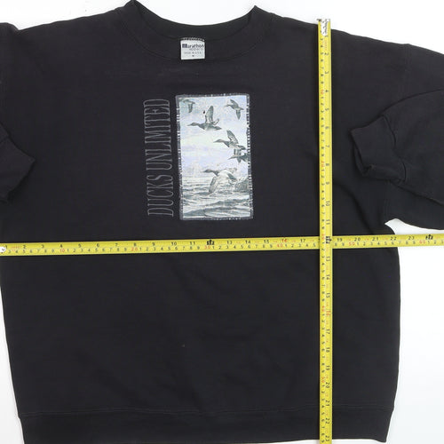 Marathon Apparel Mens Black Duck Graphic Pullover Sweatshirt M