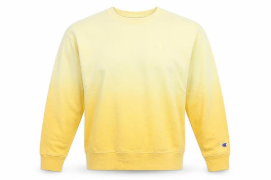 Front view of Champion Men's Yellow Small Pullover Crew Neck Sweatshirt